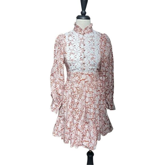 O.P.T. One Pretty Time Floral Empire Waist Eyelet Lace NWT Prairie Style Dress S - Picture 1 of 5